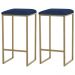 Kit 2 Banqueta Decorativa Billie Base Gold Veludo Azul - Gran Belo