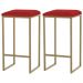 Kit 2 Banqueta Decorativa Billie Base Gold Veludo Vermelho G41 - Gran Belo