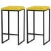Kit 2 Banqueta Decorativa Billie Base Preta Suede Amarelo G41 - Gran Belo