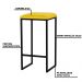 Kit 2 Banqueta Decorativa Billie Base Preta Suede Amarelo G41 - Gran Belo