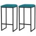Kit 2 Banqueta Decorativa Billie Base Preta Suede Azul Claro G41 - Gran Belo