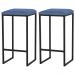 Kit 2 Banqueta Decorativa Billie Base Preta Suede Azul Marinho G41 - Gran Belo