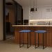 Kit 2 Banqueta Decorativa Billie Base Preta Suede Azul Marinho G41 - Gran Belo