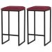 Kit 2 Banqueta Decorativa Billie Base Preta Suede Bordô - Gran Belo