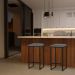 Kit 2 Banqueta Decorativa Billie Base Preta Suede Cinza G41 - Gran Belo