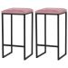 Kit 2 Banqueta Decorativa Billie Base Preta Suede Rosa G41 - Gran Belo