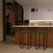 Kit 2 Banqueta Decorativa Billie Base Preta Suede Verde G41 - Gran Belo