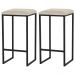 Kit 2 Banqueta Decorativa Billie Base Preta Veludo Bege G41 - Gran Belo