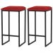 Kit 2 Banqueta Decorativa Billie Base Preta Veludo Vermelho - Gran Belo