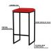 Kit 2 Banqueta Decorativa Billie Base Preta Veludo Vermelho - Gran Belo