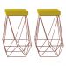 Kit 2 Banqueta Decorativa Kathy Base Bronze Suede Amarelo G41 - Gran Belo