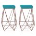 Kit 2 Banqueta Decorativa Kathy Base Bronze Suede Azul Claro G41 - Gran Belo