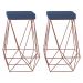 Kit 2 Banqueta Decorativa Kathy Base Bronze Suede Azul Marinho G41 - Gran Belo