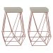 Kit 2 Banqueta Decorativa Kathy Base Bronze Suede Bege G41 - Gran Belo