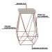 Kit 2 Banqueta Decorativa Kathy Base Bronze Suede Bege G41 - Gran Belo