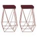 Kit 2 Banqueta Decorativa Kathy Base Bronze Suede Bordô G41 - Gran Belo
