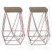 Kit 2 Banqueta Decorativa Kathy Base Bronze Suede Cappuccino - Gran Belo