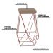 Kit 2 Banqueta Decorativa Kathy Base Bronze Suede Cappuccino - Gran Belo