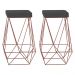 Kit 2 Banqueta Decorativa Kathy Base Bronze Suede Cinza G41 - Gran Belo