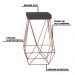 Kit 2 Banqueta Decorativa Kathy Base Bronze Suede Cinza G41 - Gran Belo