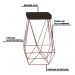 Kit 2 Banqueta Decorativa Kathy Base Bronze Suede Marrom G41 - Gran Belo
