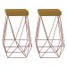 Kit 2 Banqueta Decorativa Kathy Base Bronze Suede Mostarda G41 - Gran Belo