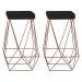 Kit 2 Banqueta Decorativa Kathy Base Bronze Suede Preto G41 - Gran Belo