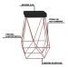 Kit 2 Banqueta Decorativa Kathy Base Bronze Suede Preto G41 - Gran Belo