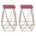 Kit 2 Banqueta Decorativa Kathy Base Bronze Suede Rosa G41 - Gran Belo