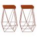 Kit 2 Banqueta Decorativa Kathy Base Bronze Suede Telha - Gran Belo
