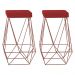 Kit 2 Banqueta Decorativa Kathy Base Bronze Suede Vermelho - Gran Belo