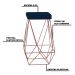 Kit 2 Banqueta Decorativa Kathy Base Bronze Veludo Azul G41 - Gran Belo