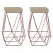 Kit 2 Banqueta Decorativa Kathy Base Bronze Veludo Bege G41 - Gran Belo