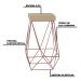Kit 2 Banqueta Decorativa Kathy Base Bronze Veludo Bege G41 - Gran Belo