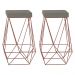 Kit 2 Banqueta Decorativa Kathy Base Bronze Veludo Cinza G41 - Gran Belo