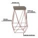 Kit 2 Banqueta Decorativa Kathy Base Bronze Veludo Cinza G41 - Gran Belo
