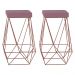 Kit 2 Banqueta Decorativa Kathy Base Bronze Veludo Rosê G41 - Gran Belo