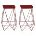 Kit 2 Banqueta Decorativa Kathy Base Bronze Veludo Vermelho G41 - Gran Belo