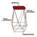 Kit 2 Banqueta Decorativa Kathy Base Bronze Veludo Vermelho G41 - Gran Belo