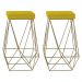 Kit 2 Banqueta Decorativa Kathy Base Gold Suede Amarelo G41 - Gran Belo