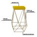 Kit 2 Banqueta Decorativa Kathy Base Gold Suede Amarelo G41 - Gran Belo