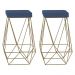 Kit 2 Banqueta Decorativa Kathy Base Gold Suede Azul Marinho G41 - Gran Belo