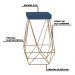Kit 2 Banqueta Decorativa Kathy Base Gold Suede Azul Marinho G41 - Gran Belo