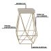 Kit 2 Banqueta Decorativa Kathy Base Gold Suede Bege G41 - Gran Belo