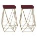 Kit 2 Banqueta Decorativa Kathy Base Gold Suede Bordô G41 - Gran Belo