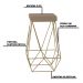 Kit 2 Banqueta Decorativa Kathy Base Gold Suede Cappuccino G41 - Gran Belo