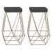 Kit 2 Banqueta Decorativa Kathy Base Gold Suede Cinza G41 - Gran Belo
