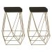 Kit 2 Banqueta Decorativa Kathy Base Gold Suede Marrom G41 - Gran Belo
