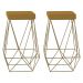Kit 2 Banqueta Decorativa Kathy Base Gold Suede Mostarda G41 - Gran Belo