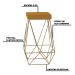 Kit 2 Banqueta Decorativa Kathy Base Gold Suede Mostarda G41 - Gran Belo